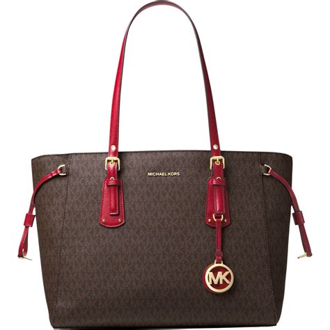 michael kors voyager tote red|Michael Kors Tote with zipper.